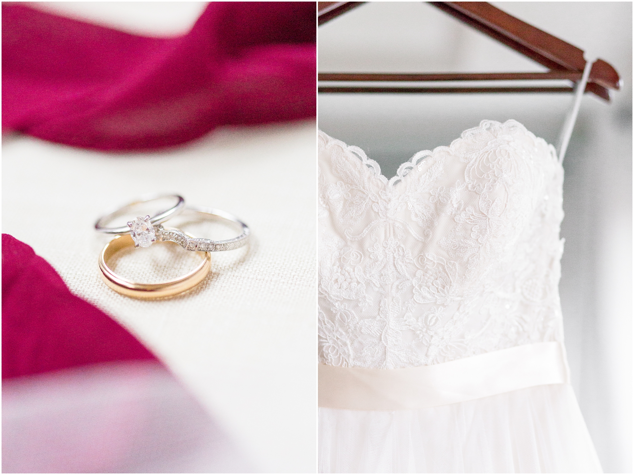 Burgundy Winter Wedding with Oval Diamond Ring and Winter Wedding Fur Wrap