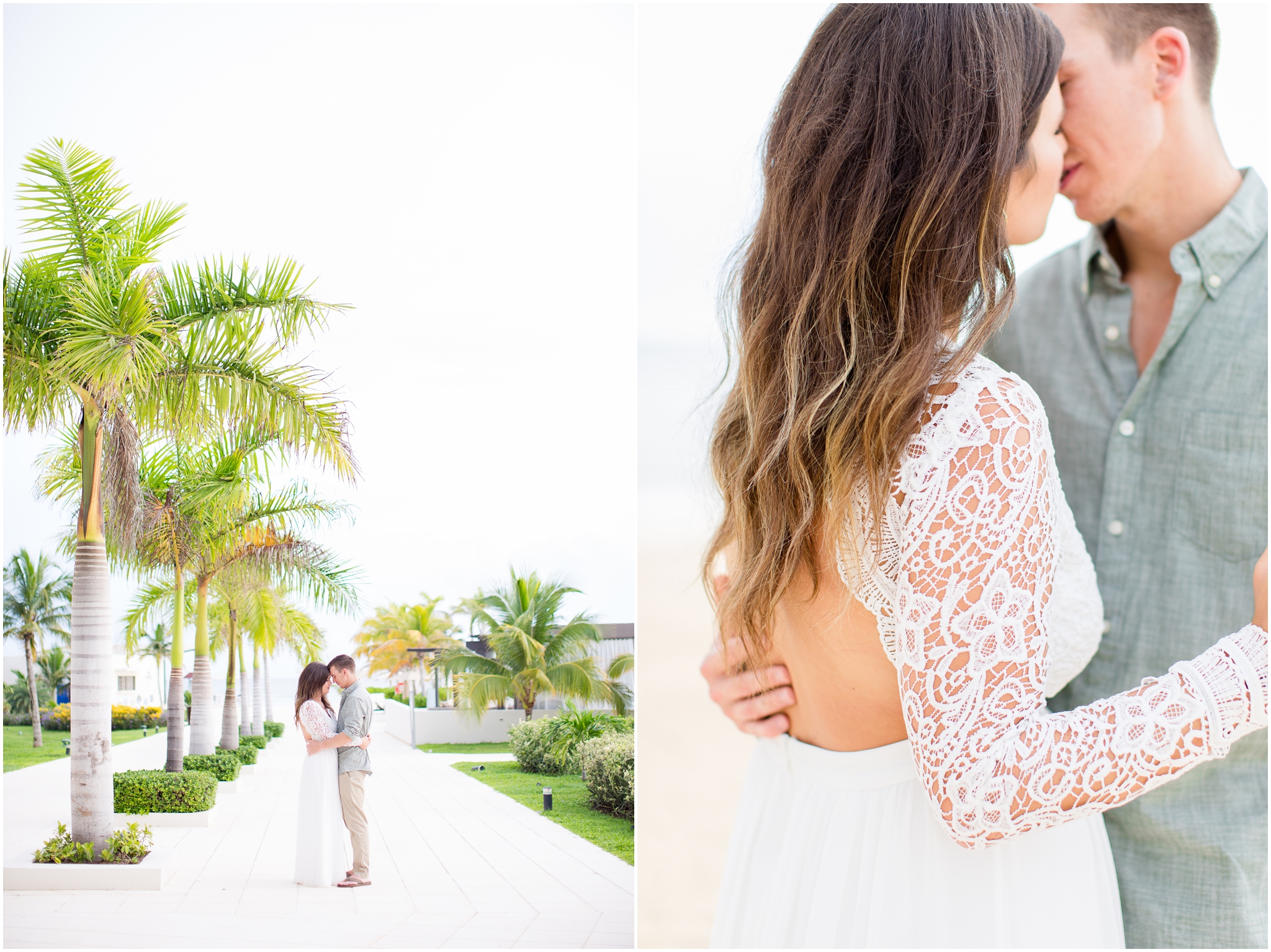 This Montego Bay Engagement Session was captured by Montego Bay Wedding Photographer Taylor Rose Photography at the Royalton Blue Waters resort in Montego Bay, Jamaica. The session took place the morning before Nik and Angela’s Montego Bay Wedding. Taylor is a Jamaica Destination Wedding Photographer available for travel worldwide. Angela wore the Awaken My Love White Long Sleeve Lace Maxi Dress from Lulu’s as a tropical dress for their tropical engagement session.
