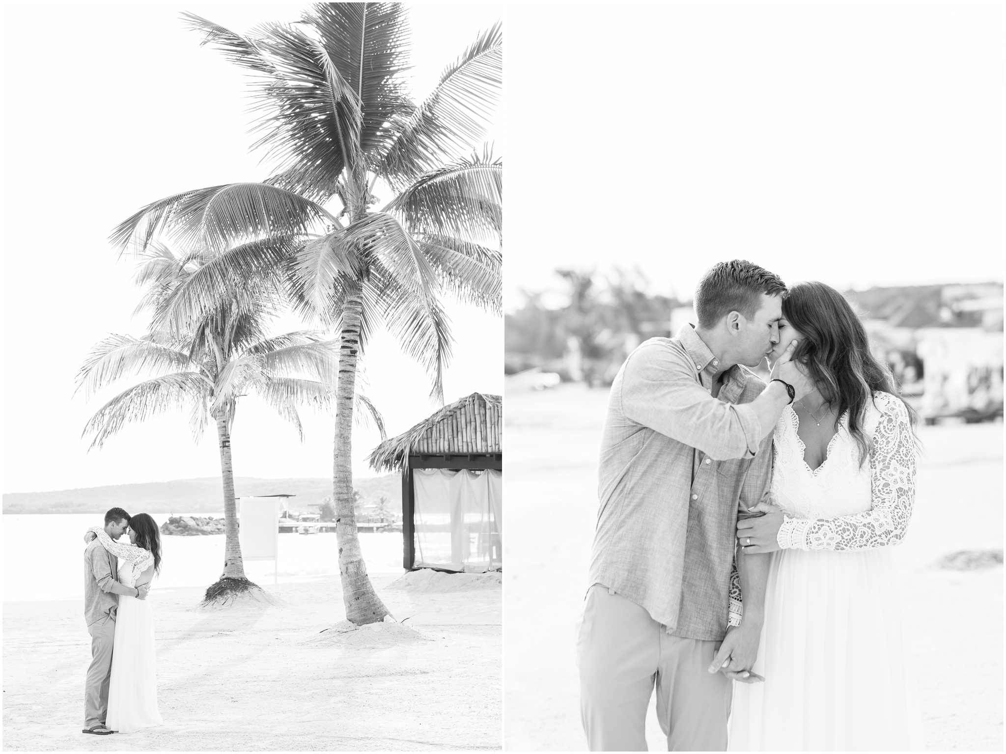 This Montego Bay Engagement Session was captured by Montego Bay Wedding Photographer Taylor Rose Photography at the Royalton Blue Waters resort in Montego Bay, Jamaica. The session took place the morning before Nik and Angela’s Montego Bay Wedding. Taylor is a Jamaica Destination Wedding Photographer available for travel worldwide. Angela wore the Awaken My Love White Long Sleeve Lace Maxi Dress from Lulu’s as a tropical dress for their tropical engagement session.