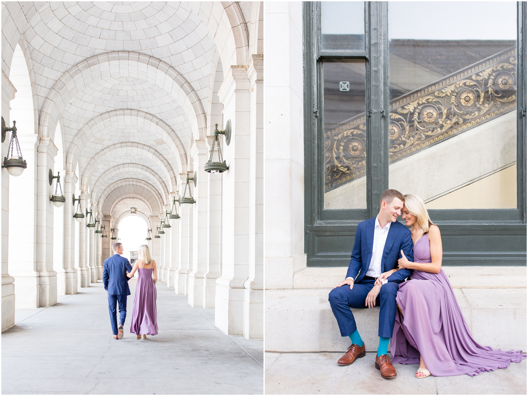 Union Station engagement session at Union Station wedding venue captured by Taylor Rose Photography
